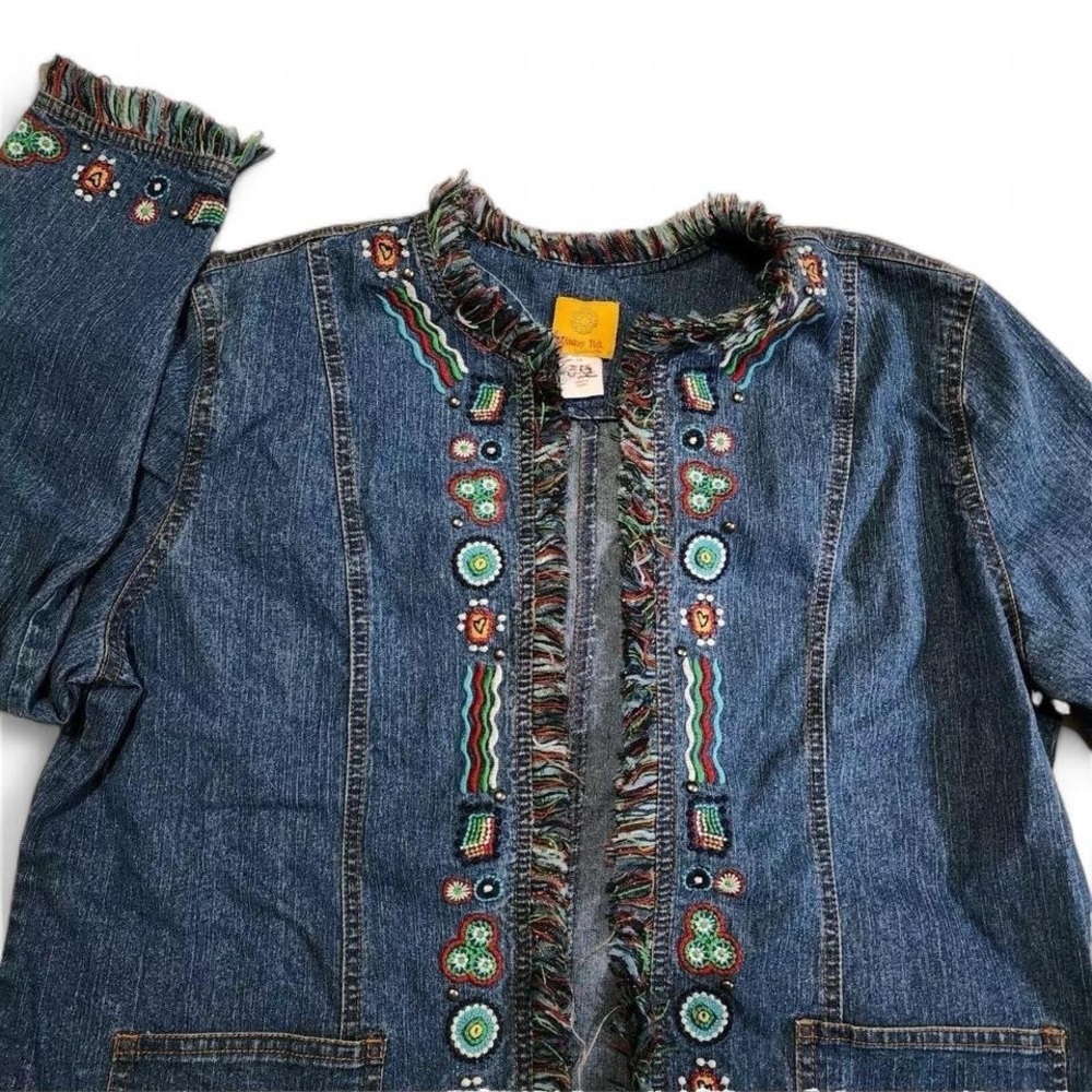 Ruby Rd Blue Jean Jacket with Embroidery - Picture 3 of 7